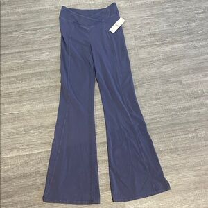 Blue Flared Yoga Pants - V-Waistband
